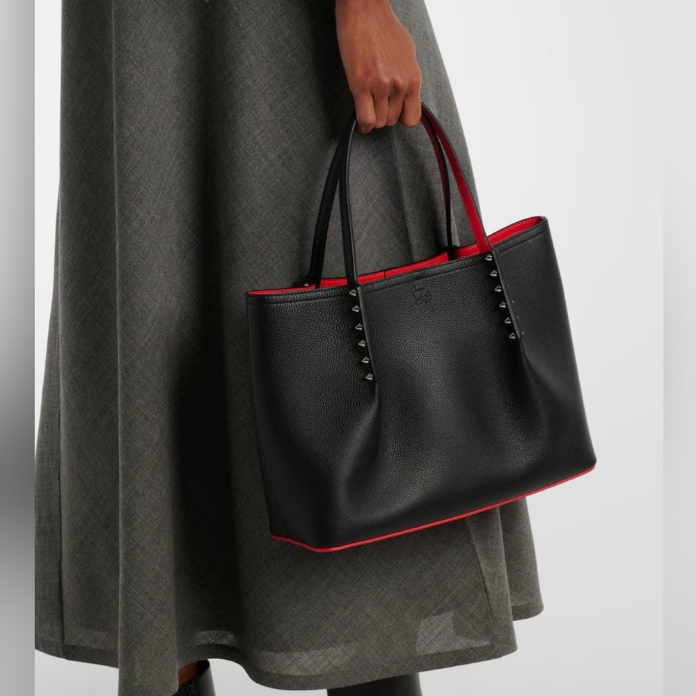 Christian Louboutin Black Leather Tote with Signature Red Trim - Picture 11 of 13